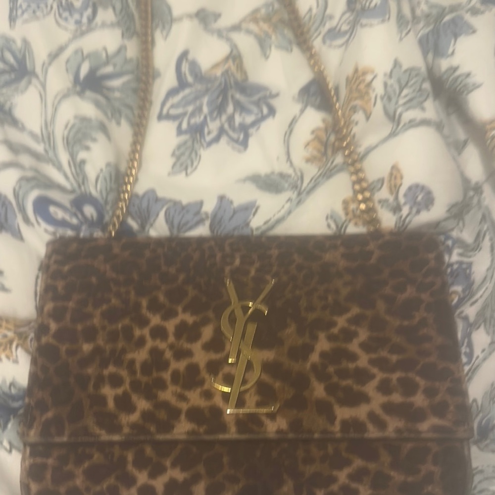 Yves Saint Laurent Brown Leopard Shoulder Bag